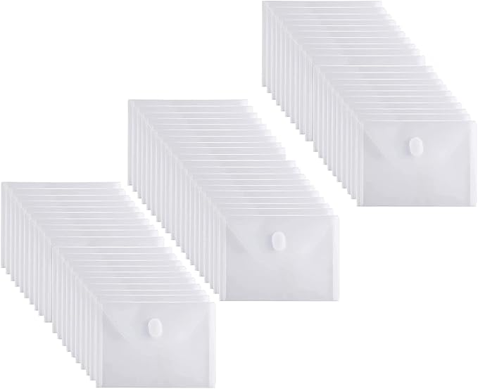 5x7 Small Plastic Envelopes Hook Loop Closure Receipt Storage Holder 60 Pack