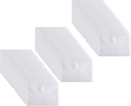 5x7 Small Plastic Envelopes Hook Loop Closure Receipt Storage Holder 60 Pack