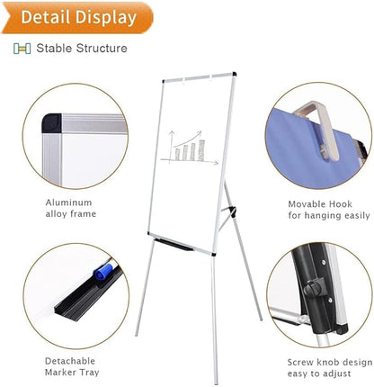 VIZ-PRO Magnetic Whiteboard Easel, 36 x 24 Inches, Portable Dry Erase Board Height Adjustable for School Office and Home