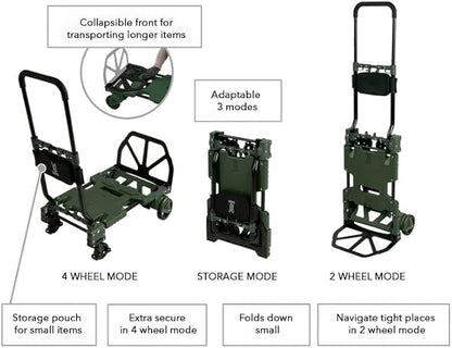 DOD Camp Barrow – Folding Hand Truck Dolly - Upto 260 lbs Capacity Handtruck - Adjustable Luggage Cart - Collapsible Cart - Foldable Cart with Wheels for Camping, Travel, Picnic