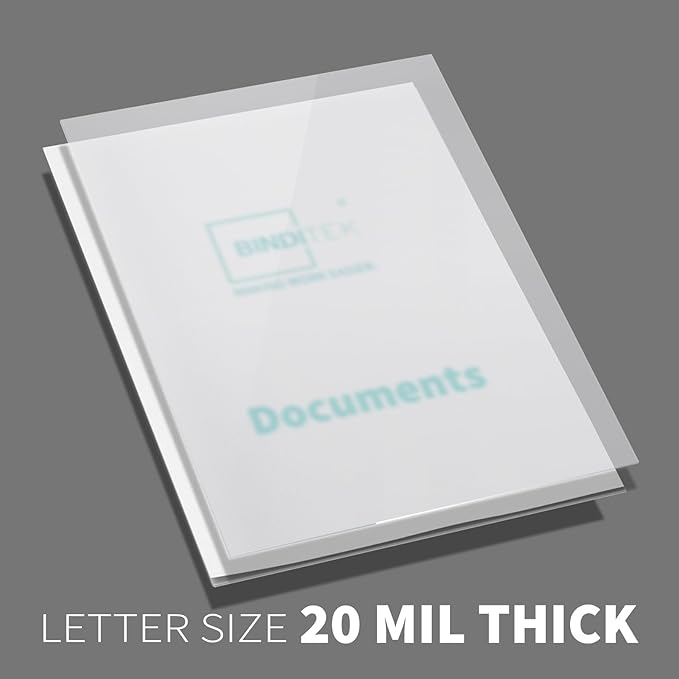 Binditek 50 Pack 20 Mil Frosted Polycover, Semi-Transparent Binding Presentation Covers, 8-1/2 x 11 Inches, Lightly Textured Sand Finish, Square Corners, Un-Punched Binding Front and Back Covers