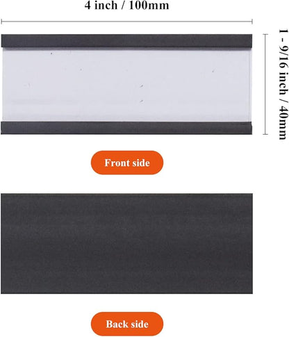 C Channel Magentic Label Holders 1.6x4 Inch, Magnetic Labels for Shelving，Magnetic Data Card Holders File Cabinet Labels,Pack of 50 …