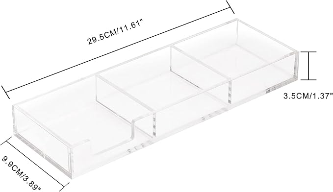 Clear Acrylic Sticky Note Holder, 3in1 Self-Stick Memo Pad Dispenser for Office Home School Post Bank Desk Supplies (DP007)