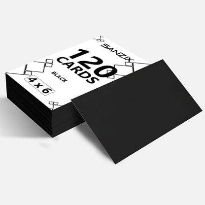 SANZIX 120 Pack 4" x 6" Black Postcards for Mailing - 80 Lbs/220 GSM | Printable Heavyweight Thick Cards - Premium 4x6 Cardstock Customizable for Wedding Invitations, Postcards & Note Cards