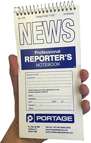 Portage Reporters Notebook – Top Bound Spiral Pocket Notepad, Steno Note Book, Perfect for Reporters & Journalists Taking Notes in the Field, Gregg Ruled – 4 x 8 In, 70 Sheets, 12 Pack