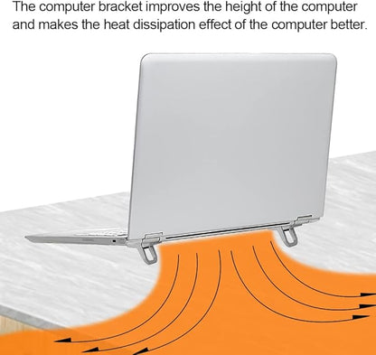 2Pcs Self-Adhesive Keyboard Stand for Desk, Adjustable Laptop Stand Riser Feet, Aluminum Portable Laptop Kickstand Aluminum Stable for MacBook, 10-18" Laptop, iPad(Silver)