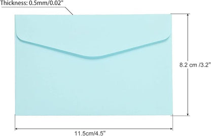 PATIKIL Mini Envelopes, 100 Pack Paper Blank Small Items Storage Business Card Holder for Greeting Note Party, Light Blue