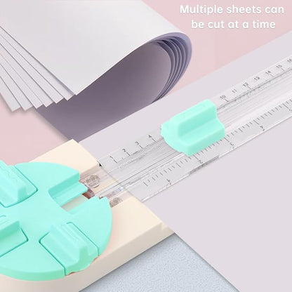 Paper Cutter,4-in-1 Paper Trimmer,Photo Cutter,Multi-Function Scrapbooking Tool with Dial Blades of Straight,Wave,Perforated,Creasing for Cutting Paper,Coupons,Postcards,Card