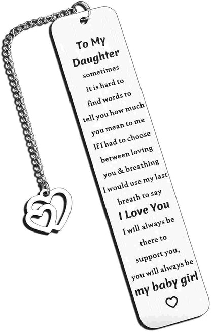 Daughter Christmas Birthday Gift, to My Daughter Gift from Mom Dad, Inspirational Bookmark for Kids Stepdaughter, 16th 18th 21st Birthday Gift for Teen Girls Graduation Gifts for Her