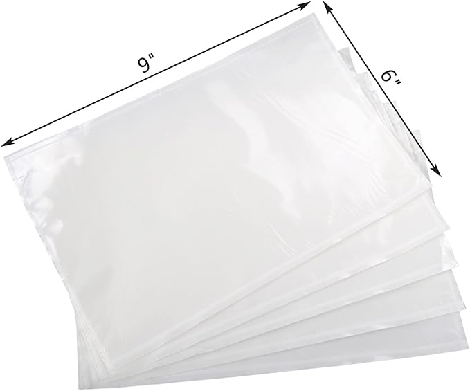 RyhamPaper Packing List Envelopes, Clear 6” x 9” Self Adhesive Shipping Labels Envelope Pouches (500 PCS)