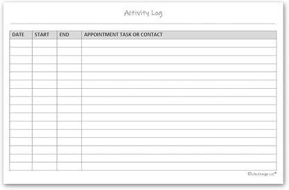 Activity Log Notepads(2 Pack, 50 Pages Each) Pad Planners to List a Task, Action or Contact. A Versatile Work Tool to Track Time & Office Productivity. 8.5 X 5.5, A5 Sheets. Made in the USA.
