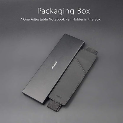 Adjustable Elastic Band Pen Holder, Pencil Holder, Pen Sleeve Pouch for Hardcover Journals, Notebooks, Planners, Binders, Fit Notebooks from 8" to 11” in Height, PU Leather, Detachable, Black