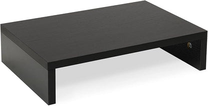 TEAMIX 14.2 inch Monitor Stand Riser, Wood Monitor Riser with Storage for Desk Small Monitor Stand TV/Screen/PC/Laptop Riser Computer Stand Desktop Shelf (Black-14.2 inch)