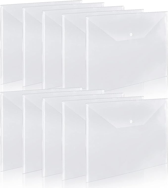 10 Pieces 11x17 inch Tabloid Size Document Folder Organizers with Snap Closure Clear Snap Closure File Folder Folder Poly Oversized Envelope File Folder Closure Plastic Folders for Office School Home