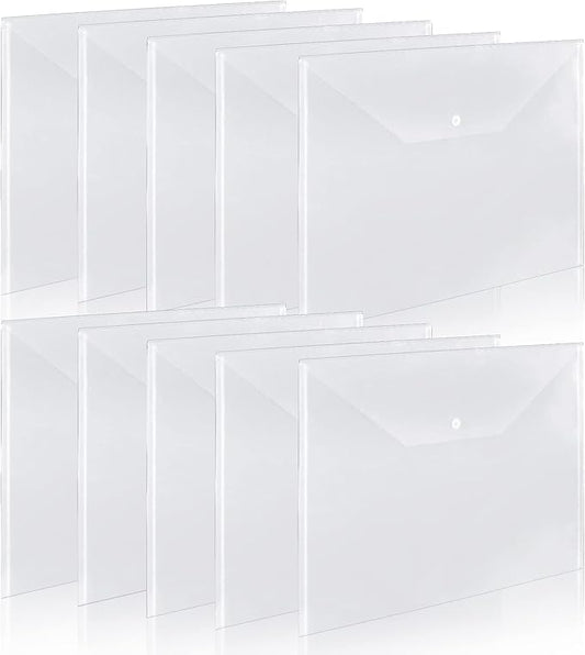 10 Pieces 11x17 inch Tabloid Size Document Folder Organizers with Snap Closure Clear Snap Closure File Folder Folder Poly Oversized Envelope File Folder Closure Plastic Folders for Office School Home