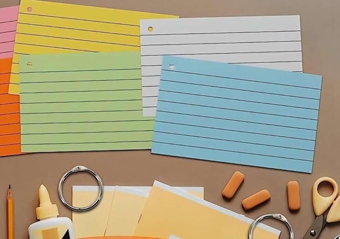 TFLFL Index Cards 3x5 Inch, 600PCS Flash Cards with Rings 8 Colors Ruled Index Cards, Assorted Lined Colored Flashcards, Thin Note Cards Paper, Study Card Memo Scratch Pad for Home Office School