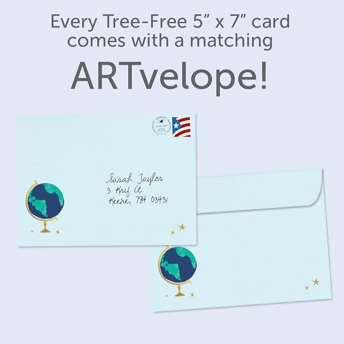 Tree-Free Greetings Teacher Appreciation Cards - Artful Designs - 1 Card + Matching Envelopes - Made in USA - 100% Recycled Paper - 5"x7" - Lighthearted, For Teacher, The World Needs (GO64418)