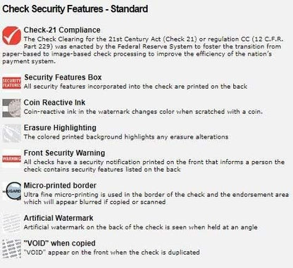 CheckOMatic Computer Check Paper - 100 Pack - Top Blank Stock Checks - Security Features & Laser Printer Compatible - Blue Marble