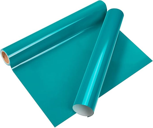 VINYL FROG Teal Heat Transfer Vinyl Roll 12"x5ft Aqua HTV Iron On Vinyl for T-Shirts Garments Bags and Other Fabrics