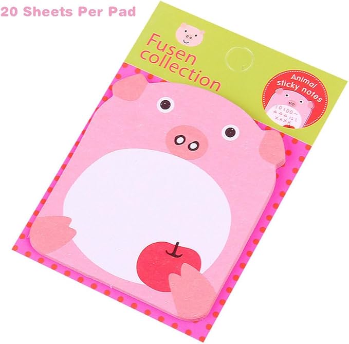 24 Pads Cute Animal Sticky Notes with 8 Cute Patterns 3 Pads of Each Kawaii Note Pads Cute Cartoon Self-Stick Memo Pads for School Office Home Students Roommates Kids Gifts