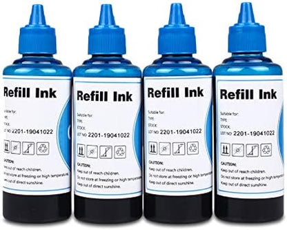 Cyan Regular Refilled Ink kit for T254 T252XL120-BCS T252XL220 T252XL320 T252XL420 Workforce WF-7710 WF-7720 WF-7210 WF-3630 WF-7620 WF-7610 WF-3640 WF-3620, for Refillable Cartridges or CISS
