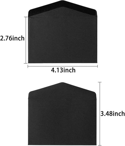 120 Pack Mini Envelopes Small Envelopes Self-Adhesive Kraft Paper Tiny Pockets for Business Cards Christmas Holiday Small Gift Cards Invitations Cards(4.13"×2.76") (Black)