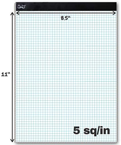 Mr. Pen Graph Paper, 5x5 (5 Squares per inch), 11"x8.5" Engineering Graph Paper Pad, 55 Sheet