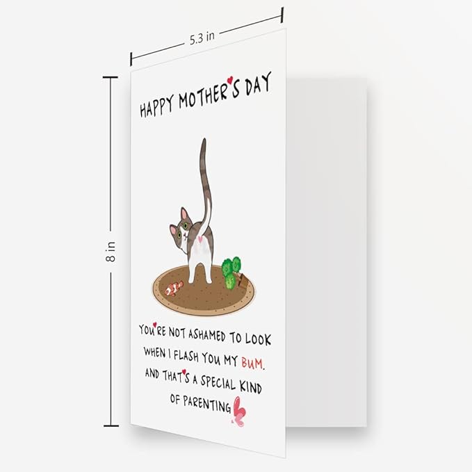 OJsensai Best Cat Mom Mothers Day Card, Naughty Cat Mom Gifts for Women, Happy Mothers Day Card from Cat, the Girl Who Loves The Cats