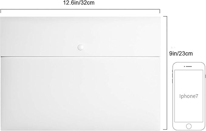 VANRA Poly File Folder Pockets File Jacket Plastic Envelope Flat Document Letter Organizer with Snap Button Closure A4 Letter Size (Pack of 5, White)