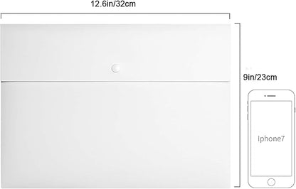 VANRA Poly File Folder Pockets File Jacket Plastic Envelope Flat Document Letter Organizer with Snap Button Closure A4 Letter Size (Pack of 5, White)