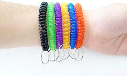 Pack of 36 Colorful Spring Spiral Wrist Coil Key Chain, Wristband Key Ring (Blue)