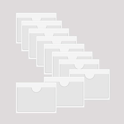 Adhesive Clear Pockets,Self Adhesive Clear Label Pockets Adhesive Card Folder Plastic Pockets Holders Sleeves for Index Cards Planners Cabinet Shelves Photo Cd,10Pieces(135x90mm)