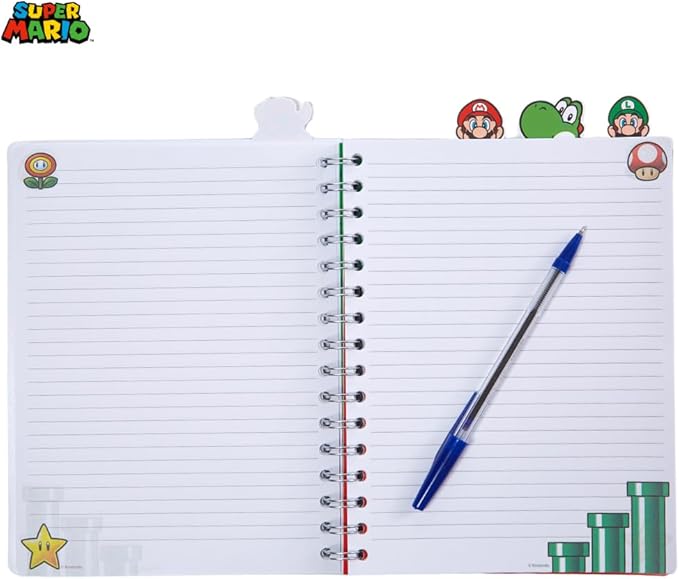 Innovative Designs Super Mario Bros Tab Journal Notebook, Spiral Bound, 96 Lined Pages, 8 x 7 inches