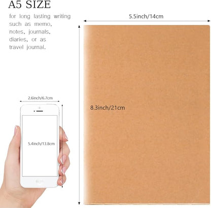 30 Pack A5 Blank Journal Notebook for Travelers, Student Gifts Office and School Supplies, Writing Journal Sketchbook Subject Notebooks Travel Journals Bulk, Kraft Paper, 80 Pages, 40 Sheets, 8.3x5.5