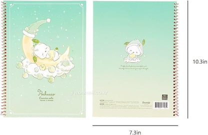 Cute Unruled Blank Spiral Notebook, About 60 Sheets, 7.3 x 10.3 Inches, About 60 Sheets (Green)