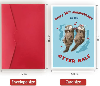 Happy 10th Anniversary Card Gift for Husband,Wife,Romantic Tenth Anniversary Card for Boyfriend or Girlfriend,Lovely Ten Year Wedding Anniversary Card for Women Men Him Her