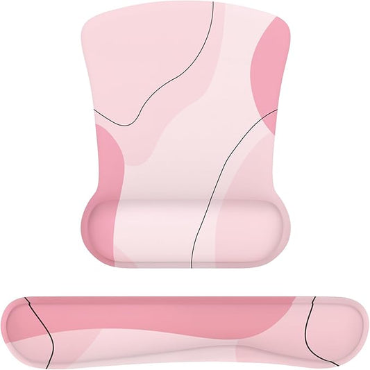 iCasso Mouse Pad with Wrist Rest, Keyboard Wrist Rest, Made of Memory Foam, Ergonomic Support, Easy Typing and Relieve Wrist Pain, Perfect for Gaming, Computer, Office, Laptop