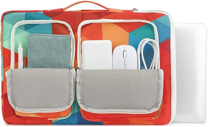 canvaslife 360° Protective Laptop Sleeve Case Bag with 3 Pockets for 14 inch Dell HP Lenovo Laptop and MacBook Pro 14 inch,Surface Laptop 14.4 inch (Rainbow peacock)