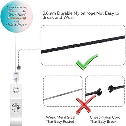 Badge Reels,Nurse Badge Holder,Retractable Badge Reel with Clip ID Card Holders for Office Worker Doctor Nurse(3 Pack Inspirational Quotes A)