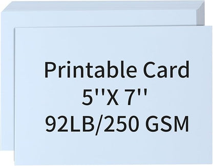 50 Pack 5x7 White Cardstock Paper, Thick Index Card for Printer, 92lb/250GSM Heavyweight Blank Card, Postcards, Wedding Invitation, DIY Crafting, Greeting Card Making