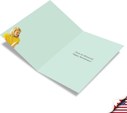 NobleWorks - Work Anniversary Card Funny - Retro, Vintage Notecard for Employees, Coworker, Women - Swivel Chair C4306ANG-WA