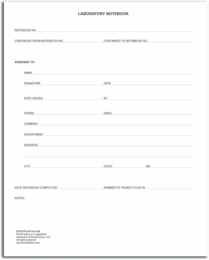 BookFactory Lab Notebook Laboratory Notebook - Professional Grade - 96 Pages, 8" x 10" (Ruled Format) Black and Burgundy Imitation Leather Cover, Section Sewn Hardbound (LRU-096-SRS-A-LKMST1)