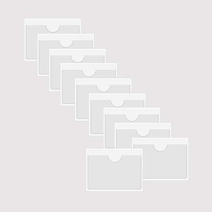 Adhesive Clear Pockets,Self Adhesive Clear Label Pockets Adhesive Card Folder Plastic Pockets Holders Sleeves for Index Cards Planners Cabinet Shelves Photo Cd,10Pieces(150x95mm)