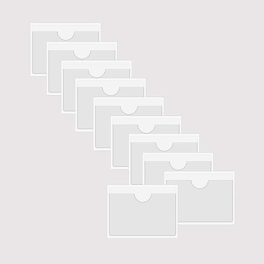 Adhesive Clear Pockets,Self Adhesive Clear Label Pockets Adhesive Card Folder Plastic Pockets Holders Sleeves for Index Cards Planners Cabinet Shelves Photo Cd,10Pieces(150x95mm)