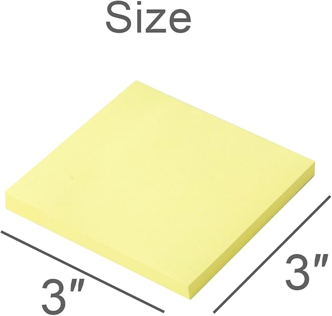 (16 Pack) Sticky Notes 3x3, Canary Yellow, Sticky Pads, Recyclable, Self-Stick Pads, Easy to Post for Home, Office, Notebook