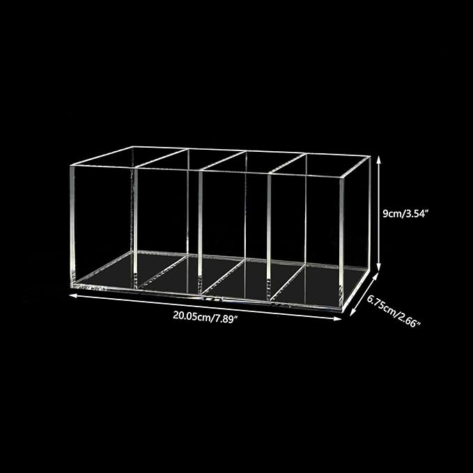 Acrylic Pen Holder 4 Compartments Clear Pencil Holder Organizer Makeup Brush Holder