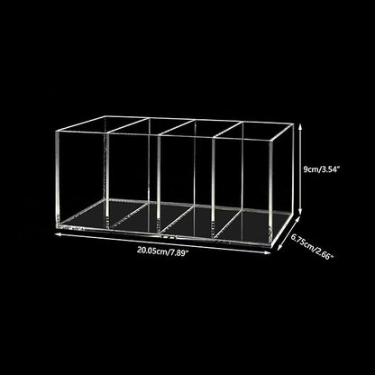 Acrylic Pen Holder 4 Compartments Clear Pencil Holder Organizer Makeup Brush Holder