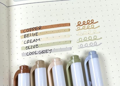 Zebra Pen Neutral Palette Set, Includes 8 Mildliner Highlighters and 2 ClickArt Markers, No Bleed Bible Assorted Neutral Vintage Ink Colors, 10-Pack, Model Number: 78601