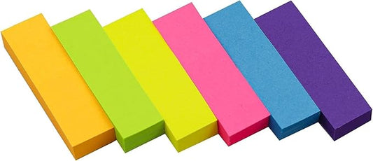 (30 Pack) Sticky Notes 1/2 x 2-Inches, 6 Colors Post Self Page Markers Pad Its, Bright Colors Sticky Notes for Office, Home, School, Meeting, 3000 Sheets Total.