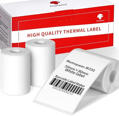 Phomemo M220 Labels - 3 Rolls, 100 Labels/Roll, Square, Black on White, 1.97"x3.15" (50x80mm), Compatible with M110/M220/M221/M120/M200 Printers